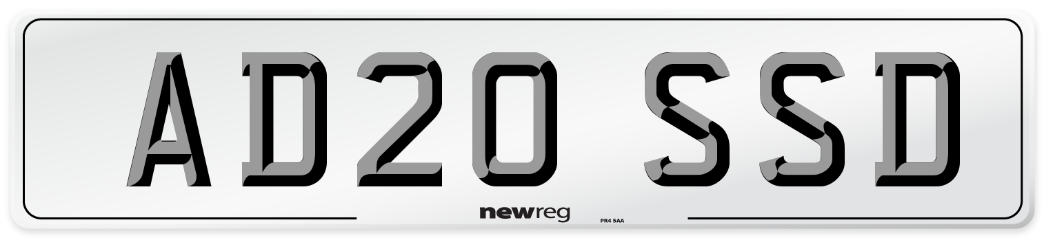 AD20 SSD Number Plate from New Reg
